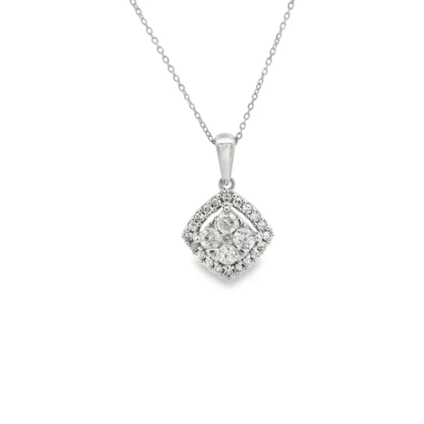 Diamond Cluster Halo Necklace