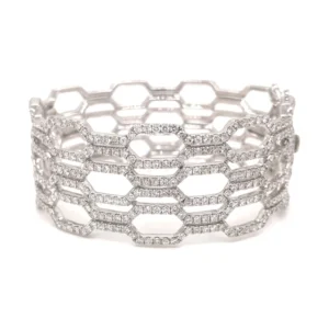 Honeycomb Diamond Bangle Bracelet