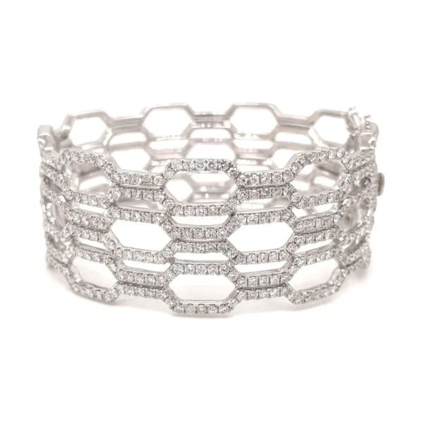 Honeycomb Diamond Bangle Bracelet