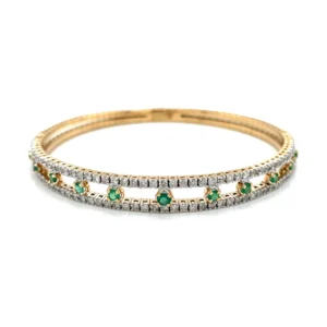 Emerald Diamond Flexible Bangle