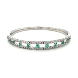Emerald Diamond Flexible Bangle