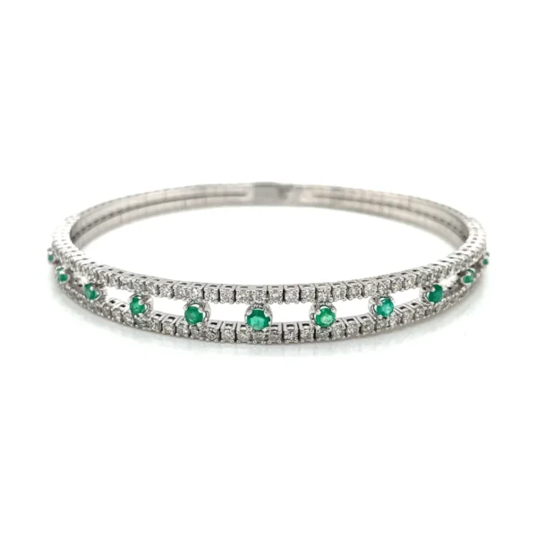 Emerald Diamond Flexible Bangle