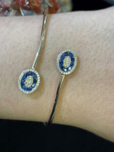 Oval Cluster Open Bangle