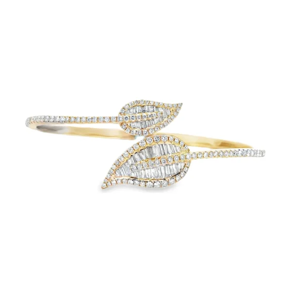 Diamond Leaf Bangle Bracelet