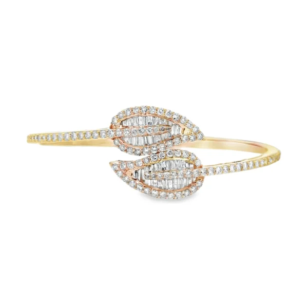 Diamond Leaf Bangle Bracelet
