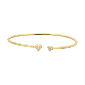 Heart Diamond Open Bangle