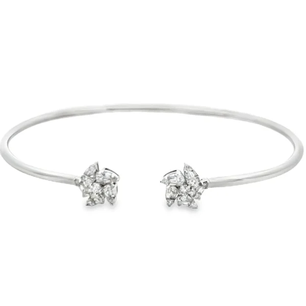 Floral Diamond Open Bangle