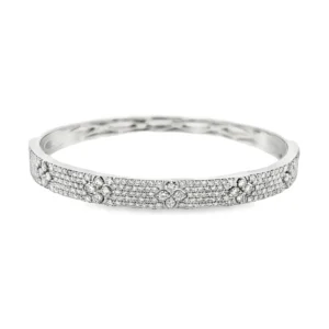 Diamond Floral Bangle Bracelet