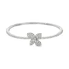 Diamond Flower Bangle Bracelet