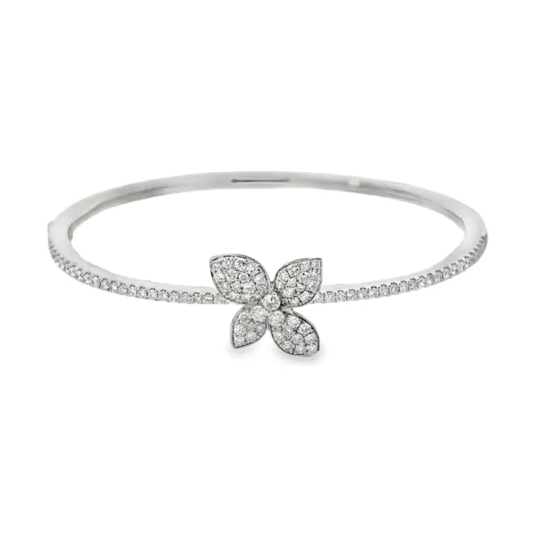 Diamond Flower Bangle Bracelet