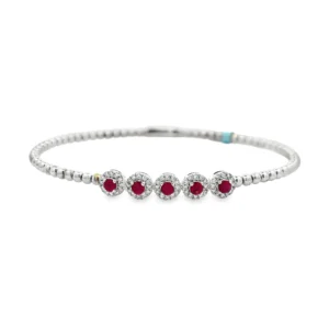 Halo Gemstone Bangle Bracelet