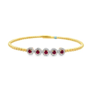 Ruby Halo Bangle Bracelet