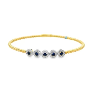 Sapphire Halo Bangle Bracelet
