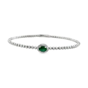 Emerald Diamond Halo Bangle