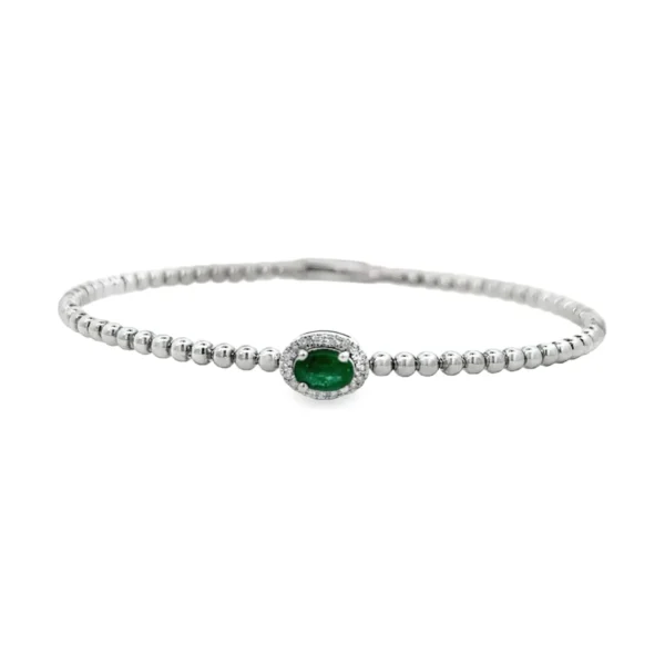 Emerald Diamond Halo Bangle
