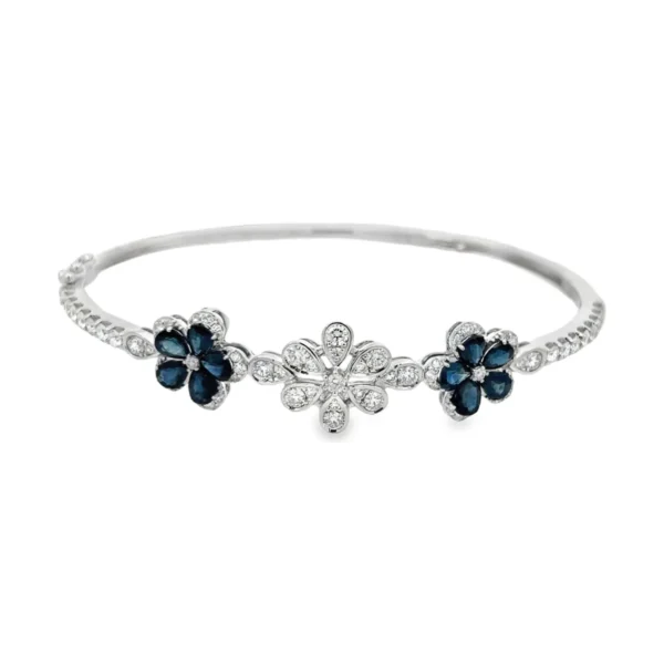 Floral Gemstone Bangle Bracelet