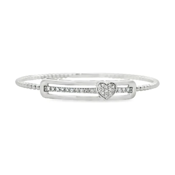 Heart Diamond Bangle Bracelet