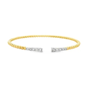Beaded Diamond Open Bangle