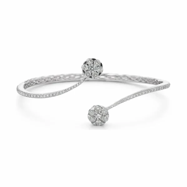 Floral Diamond Bypass Bangle