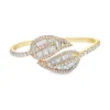 Diamond Leaf Bangle Bracelet