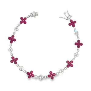 Floral Gemstone Diamond Bracelet
