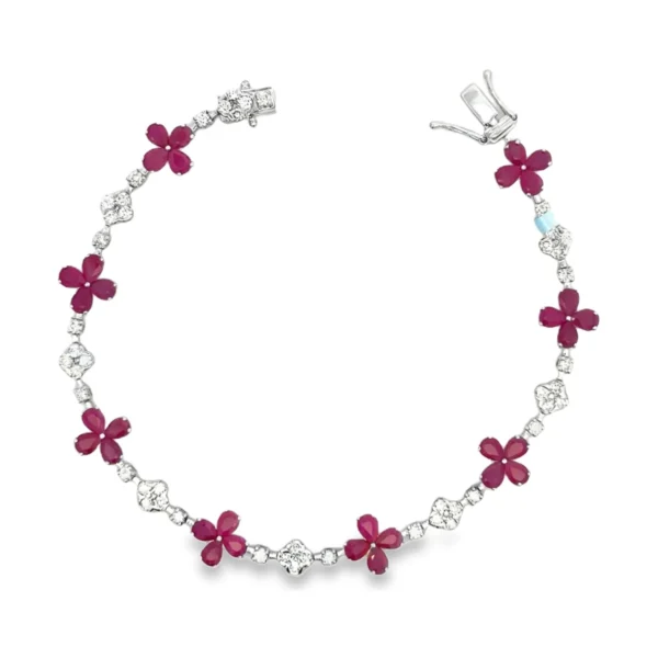 Floral Gemstone Diamond Bracelet