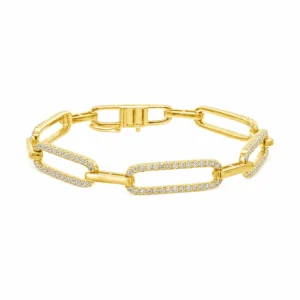 Diamond Paperclip Link Bracelet