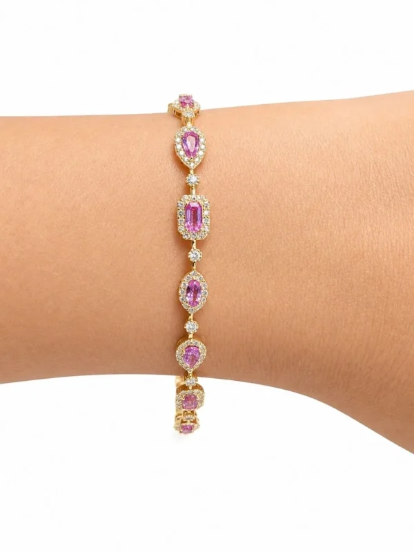 Pink Sapphire Halo Bracelet