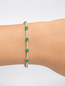 Pear Emerald Diamond Bracelet