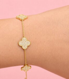 Clover Diamond Station Bracelet