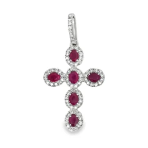 Ruby Diamond Cross Pendant