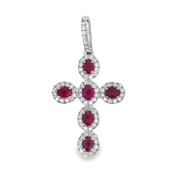 Ruby Diamond Cross Pendant