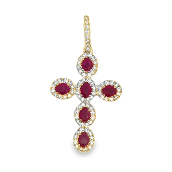Ruby Diamond Cross Pendant