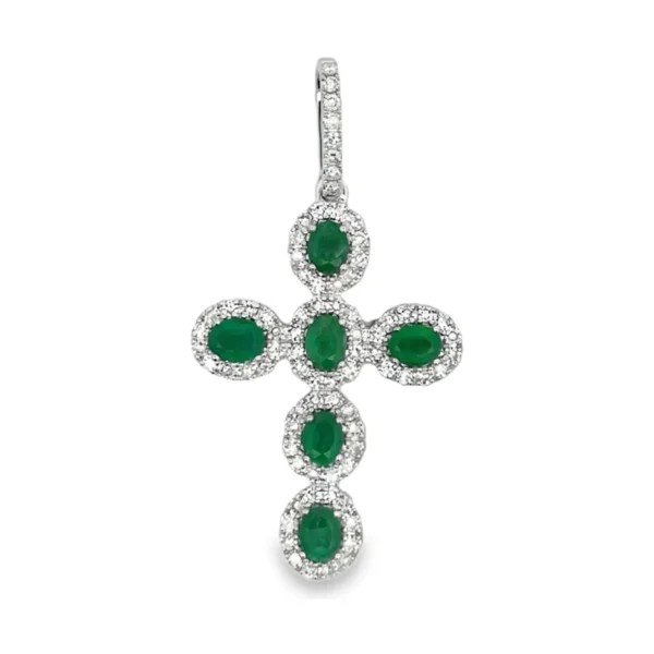 Emerald Diamond Cross Pendant