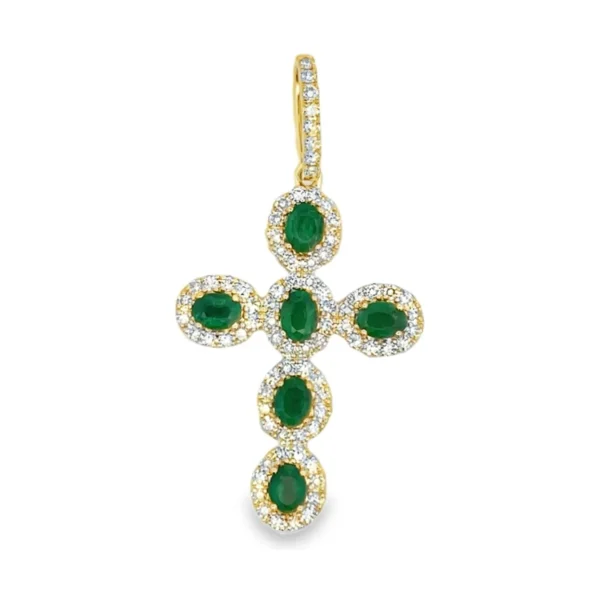 Emerald Cross Pendant Necklace