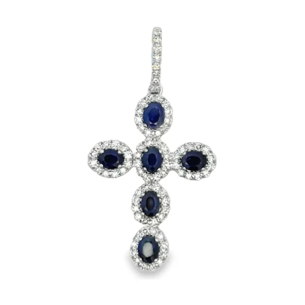 Sapphire Cross Diamond Pendant