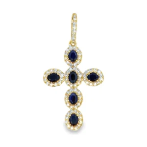 Sapphire Cross Pendant Necklace