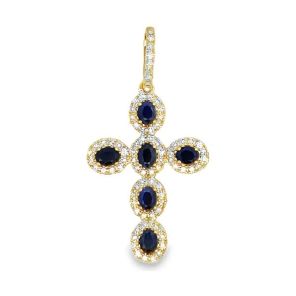 Sapphire Cross Pendant Necklace