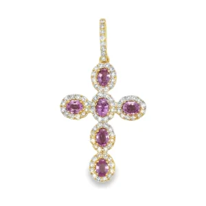 Pink Sapphire Cross Pendant