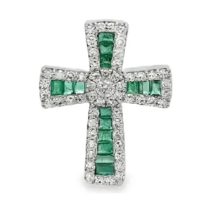 Emerald Cross Pendant Necklace