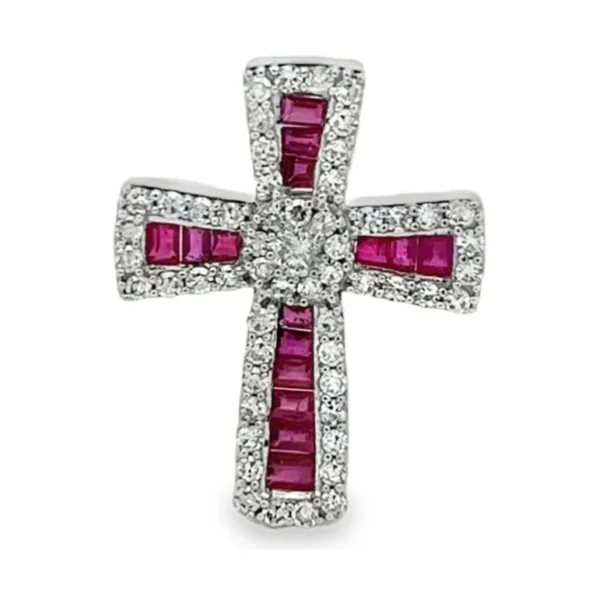 Ruby Diamond Cross Pendant