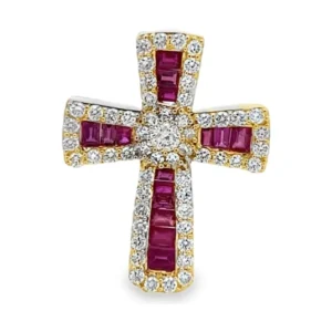 Ruby Diamond Cross Pendant
