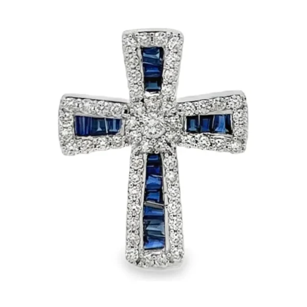 Sapphire Diamond Cross Pendant