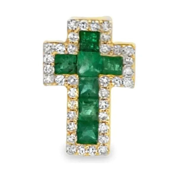 Emerald Diamond Cross Pendant