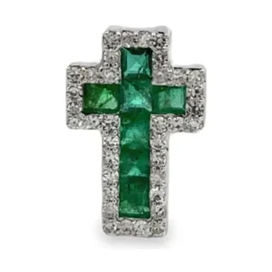 Emerald Diamond Cross Pendant