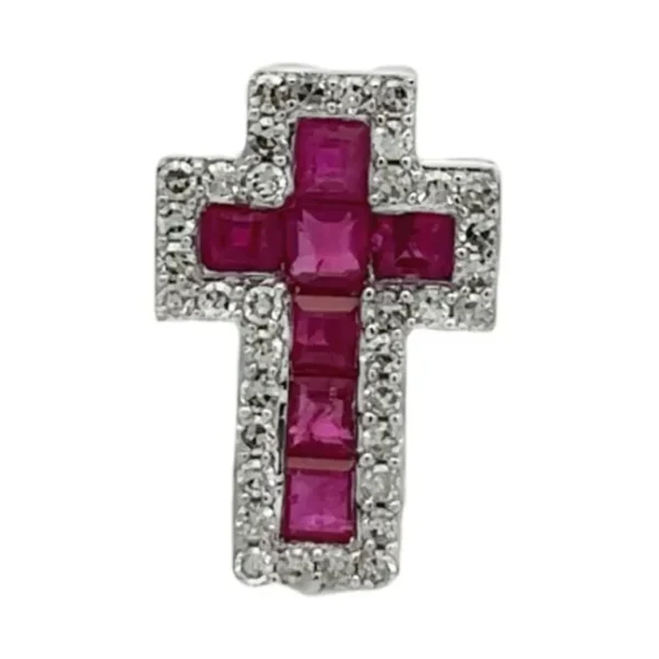 Ruby Cross Diamond Pendant