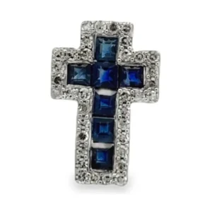Sapphire Cross Pendant Necklace