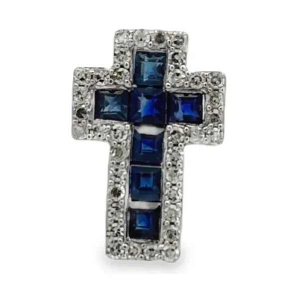 Sapphire Cross Pendant Necklace