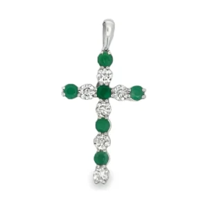 Emerald Diamond Cross Pendant