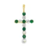 Emerald Diamond Cross Pendant